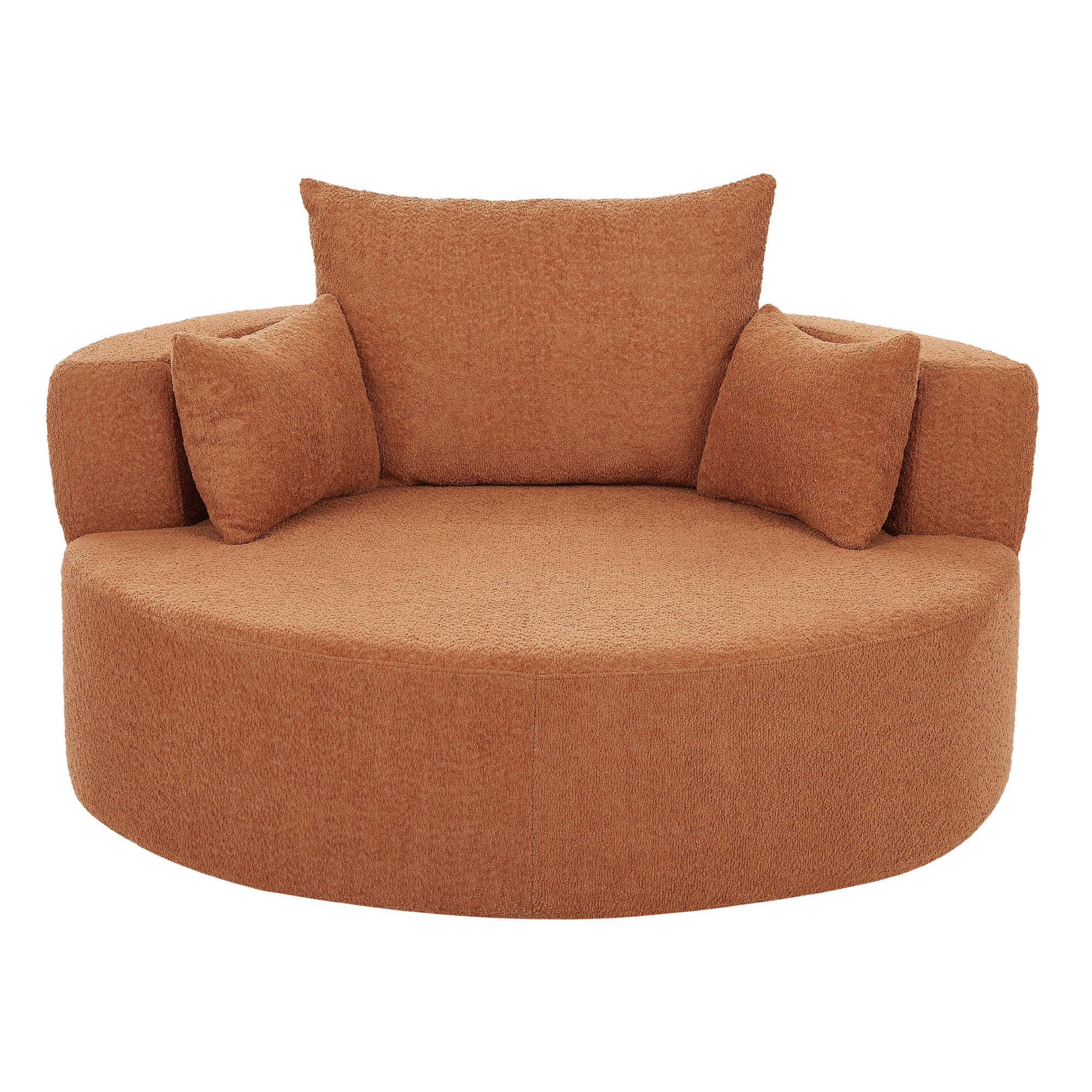 360° Swivel Accent Barrel Chair with Removable Pillows, Orange Red Chenille, 56.3 Inch