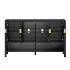 U_STYLE 55.1''Storage Sideboard with 4-Doors,Multi Functional Buffet with Open Shelf and 2-Tiers Adjustable Shelves,Modern Cabinet with Double Hooks,Suitable for Living Room, Hallway, Dining,Office.
