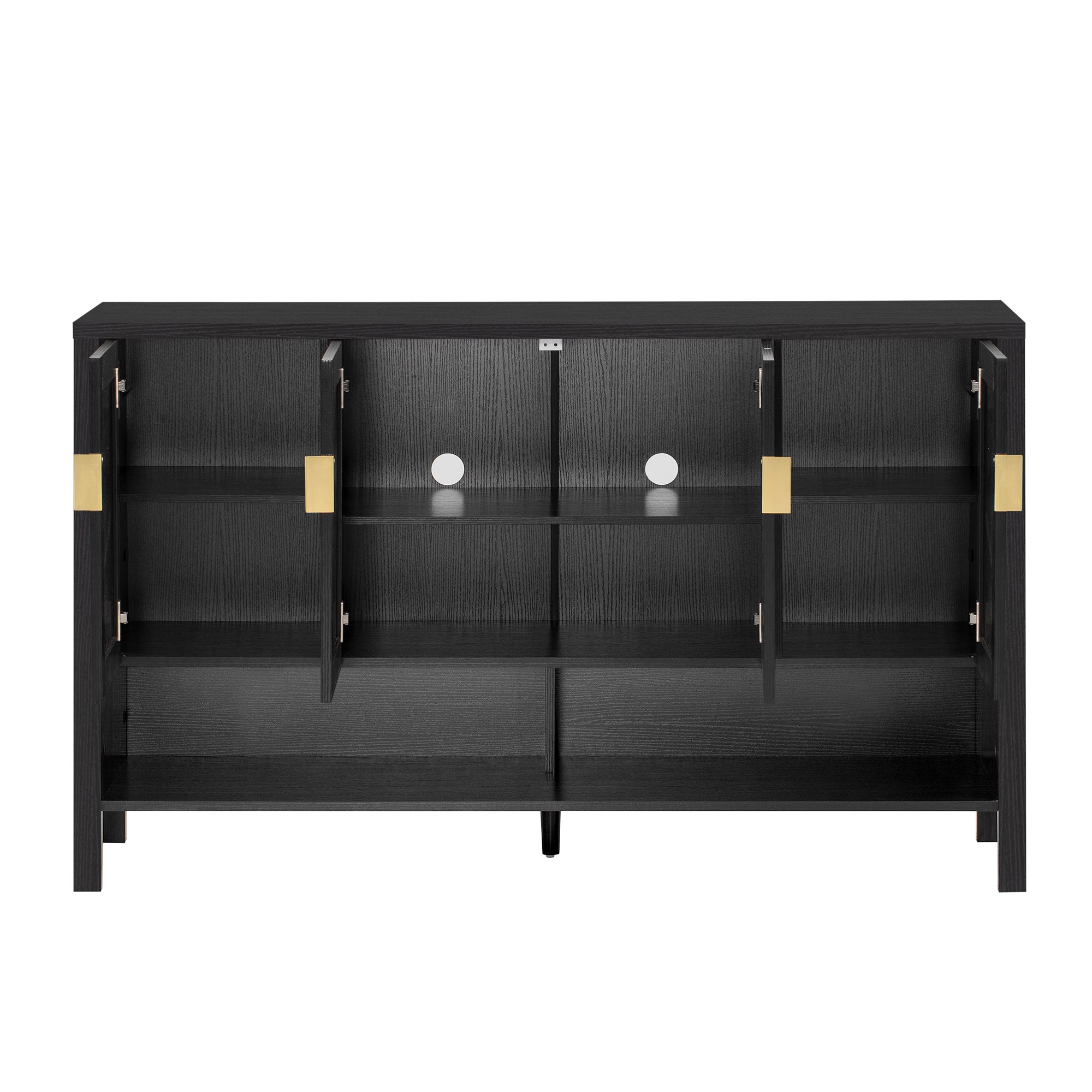 U_STYLE 55.1''Storage Sideboard with 4-Doors,Multi Functional Buffet with Open Shelf and 2-Tiers Adjustable Shelves,Modern Cabinet with Double Hooks,Suitable for Living Room, Hallway, Dining,Office.