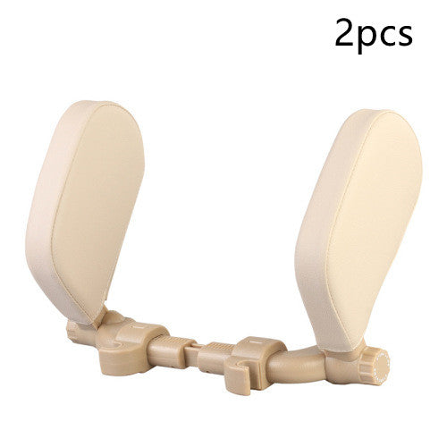 Car headrest pillow Sleep Adjustable Side Car Soft Travel Seat Headrest Auto Leather Support Neck Pillow Cushion car accessories Beige Leather 2pcs