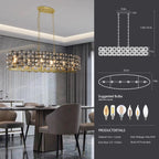 39' Contemporary Crystal and BlackGold Pendant Chandelier – Geometric Modern Light Fixture for Dining Room, Kitchen, or Living Room (Bulb Not Included)