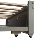 Contemporary Wooden Daybed with Trundle, Space-Saving Gray Twin to King Size Bed