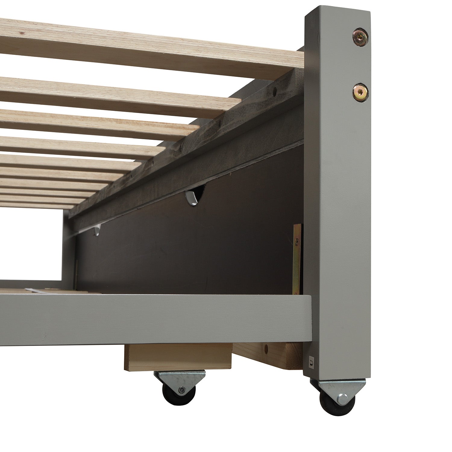 Contemporary Wooden Daybed with Trundle, Space-Saving Gray Twin to King Size Bed