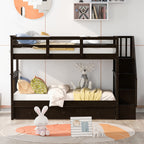 Wendell Twin over Twin Bunk Bed with Three Drawers, Espresso