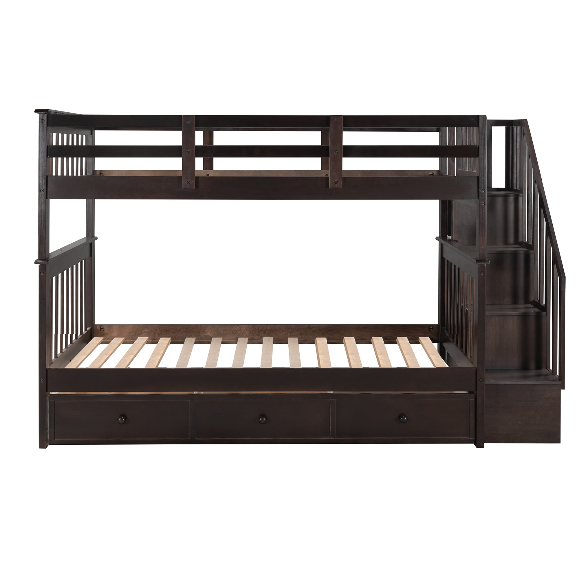 Wendell Twin over Twin Bunk Bed with Three Drawers, Espresso