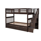 Wendell Twin over Twin Bunk Bed with Three Drawers, Espresso Default