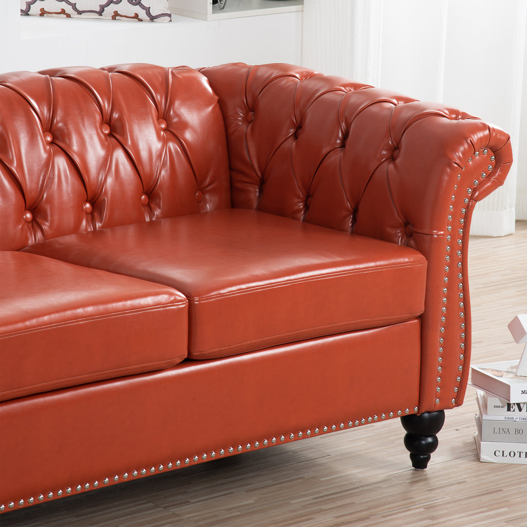 84.65' Rolled Arm Chesterfield 3 Seater Sofa
