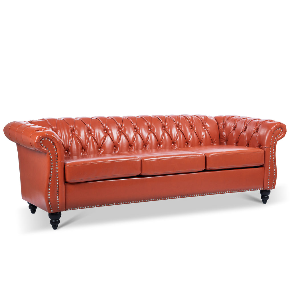 84.65' Rolled Arm Chesterfield 3 Seater Sofa