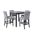 TOPMAX 5-Piece Counter Height Dining Set Wood Square Dining Room Table and Chairs Stools w/Footrest & 4 Upholstered high-back Chairs,Black
