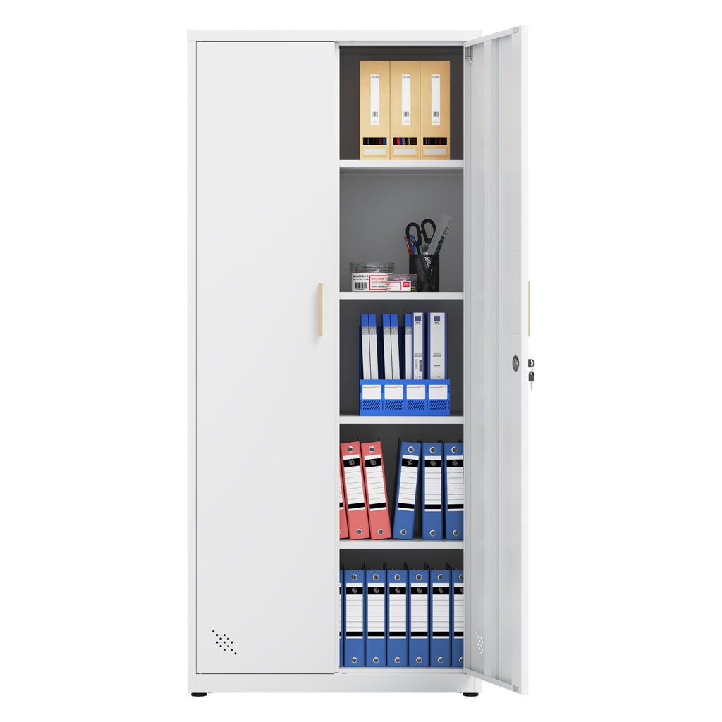 High Storage Cabinet with 2 Doors and 4 Partitions to Separate 5 Storage Spaces, Home/ Office Design Default