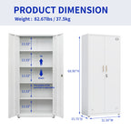 High Storage Cabinet with 2 Doors and 4 Partitions to Separate 5 Storage Spaces, Home/ Office Design