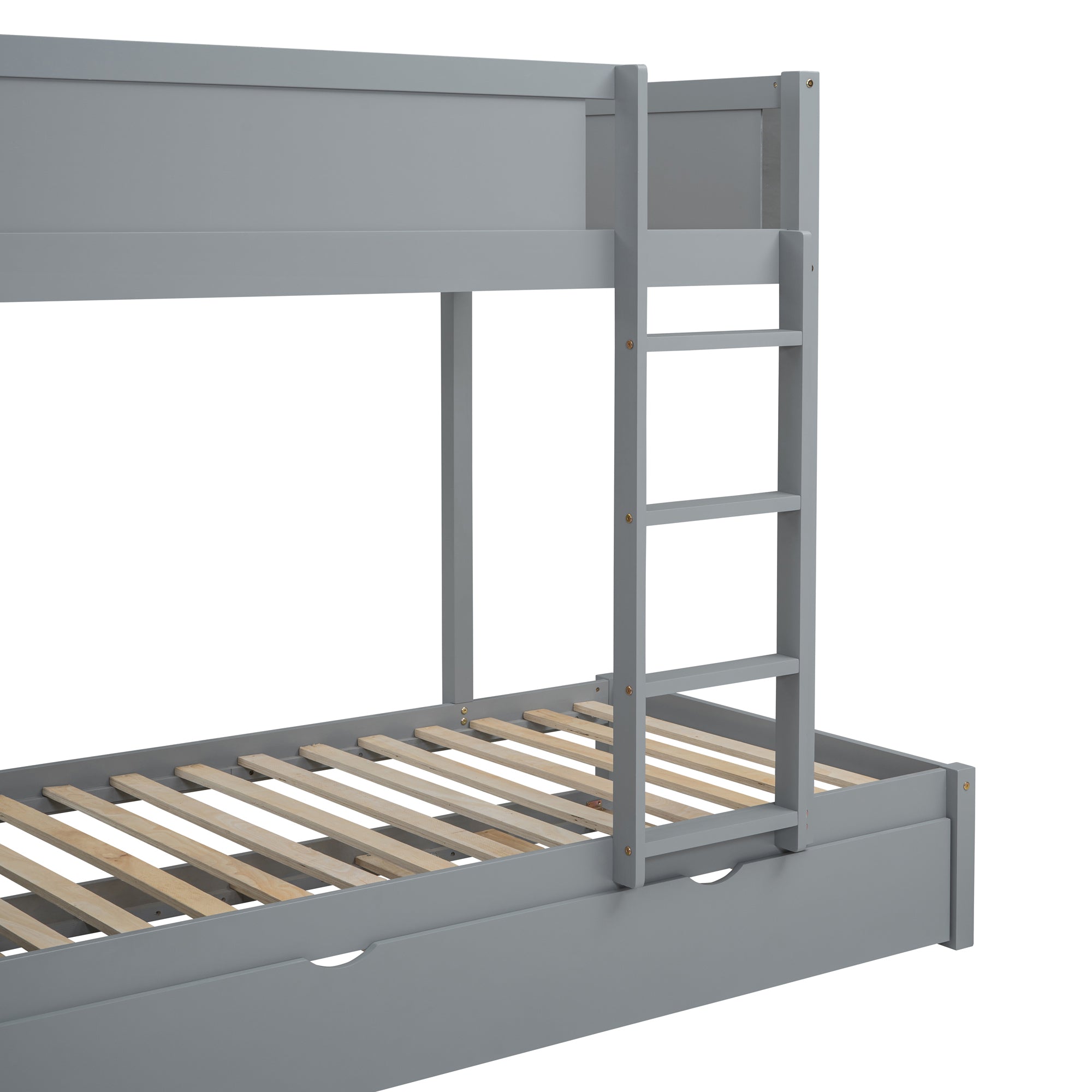 Twin-Over-Twin Bunk Bed with Twin size Trundle, Storage and Desk, Gray
