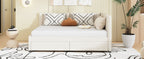 Full Size Upholstered Daybed with 2 Storage Drawers Sofa Bed Frame No Box Spring Needed, Linen Fabric (Beige)