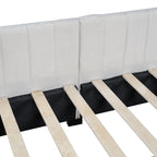 Full Size Upholstered Daybed with 2 Storage Drawers Sofa Bed Frame No Box Spring Needed, Linen Fabric (Beige)