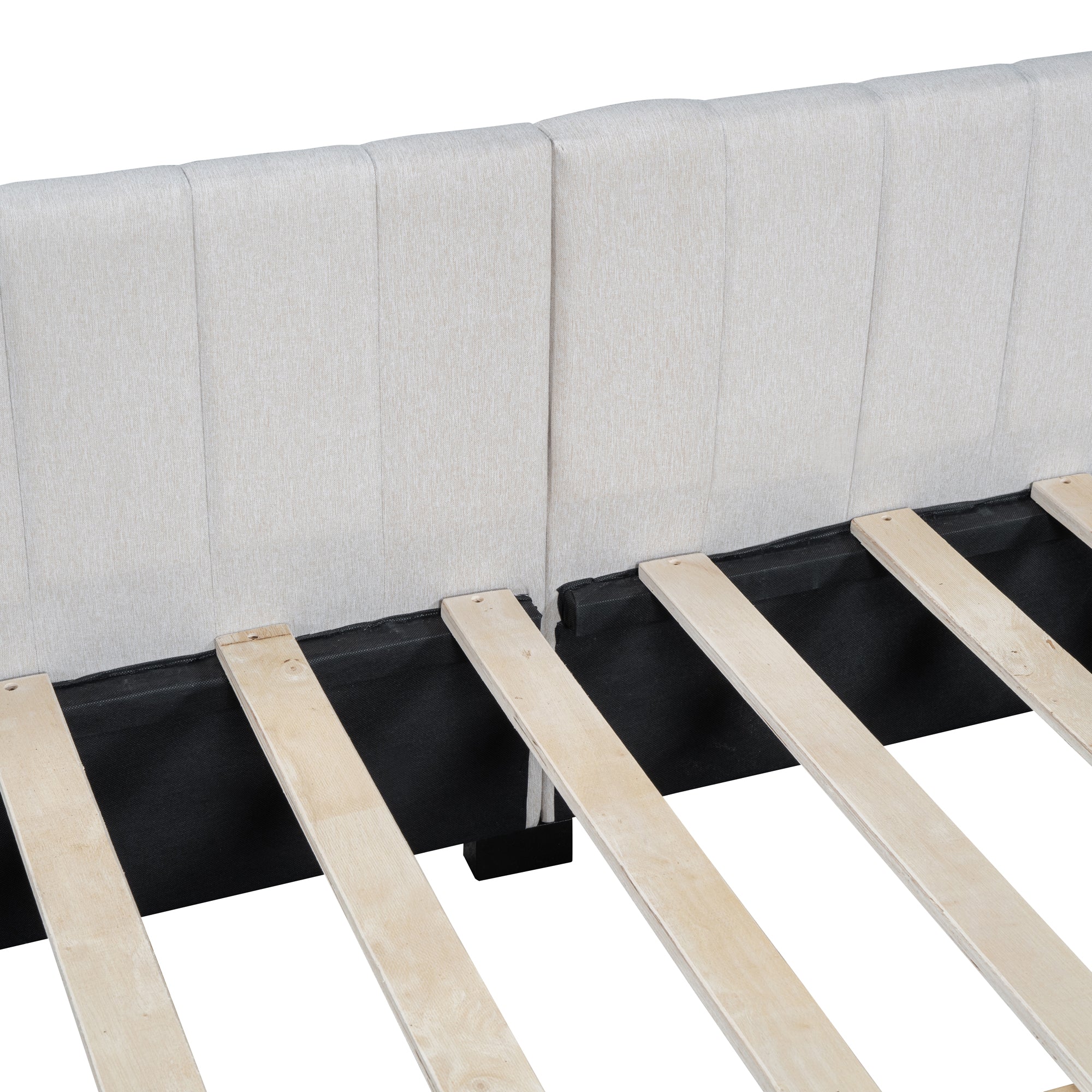 Full Size Upholstered Daybed with 2 Storage Drawers Sofa Bed Frame No Box Spring Needed, Linen Fabric (Beige)