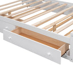 Full Size Wooden Bed With All-in-One Cabinet, Shelf and Sockets,Twin Size Trundle, White