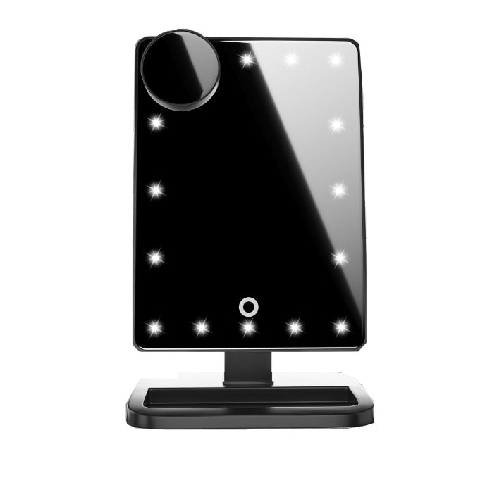 Touch Screen Makeup Mirror With 20 LED Light Bluetooth Music Speaker 10X Magnifying Mirrors Lights Black