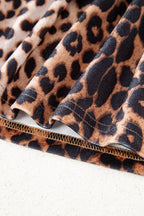 Brown Leopard Tiered Patchwork Hot Mini Skirt- Women