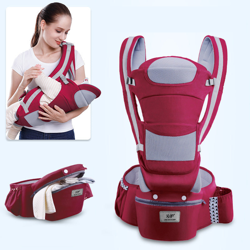 Ergonomic Baby Carrier Infant Baby Hipseat Carrier 3 In 1 Front Facing Ergonomic Kangaroo Baby Wrap Sling Claret
