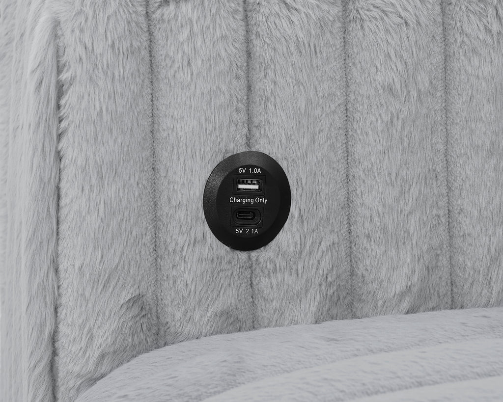 122 Inch Pull Out Couch, Rabbit plush Fabric Sofa Bed with USB Ports & Comfy Upholstered, Oversized U Shape Sectional Sleeper Sofa Bed with Storage Chaise, Grey