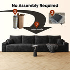 140' Cloud Sectional Couch,Modern Modular Sofa with Deep Seat, Upholstered Couches for Living Room Bedroom,No Assembly Required,Black (Plush Corduroy Fabric)