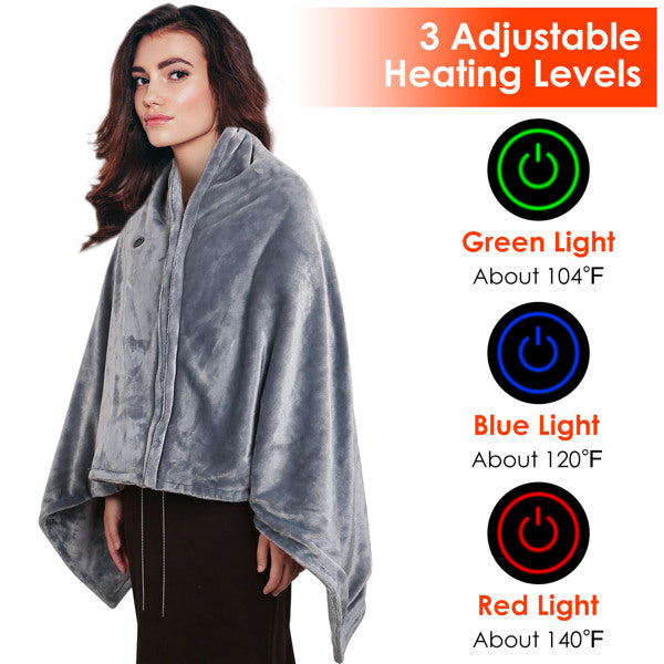 Wearable USB Heated Shawl Grey
