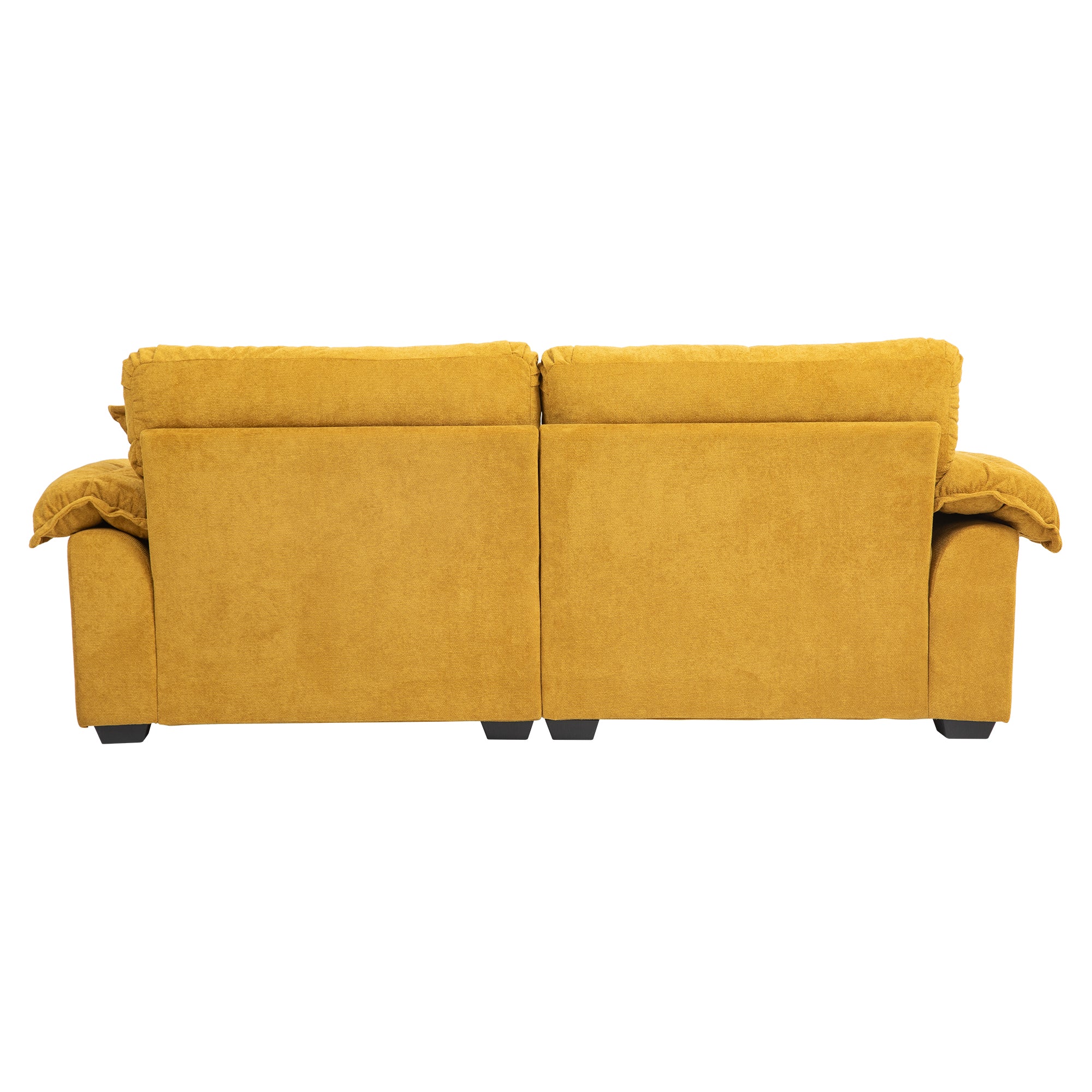 84' Chenille Sofa Small Sofa Loveseat Deep Seat Sofa Couch with 2 Throw Pillows & Memory Foam for Living Room Apartment Office Lounge-Yellow