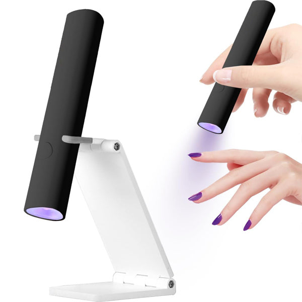 UV For Gel Nails, Mini U V LED Nail Light Handheld, With Bracket, Portable Nail Dryer, Rechargeable USB Wireless, For Fast Drying, Black Black
