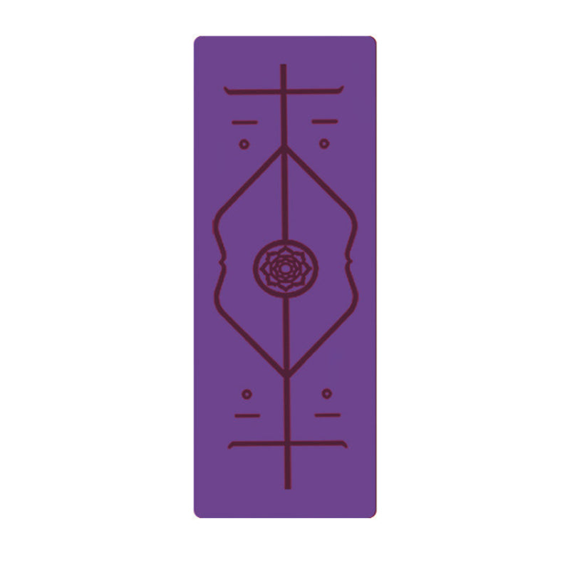 Non Slip TPE Yoga Mat Position Line Beginner Purple