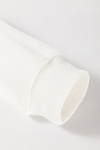 White Floral Patchwork Waffle Knit Raglan Top- Women