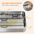 Dog Potty Tray Stainless Steel for Small and Medium Dogs, Dog Training Tray for Porch, Bathroom, Balcony, 28" x 20" x 4"