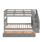 Hearth & Haven Twin over Twin Bunk Bed with Stairway and Three Drawers