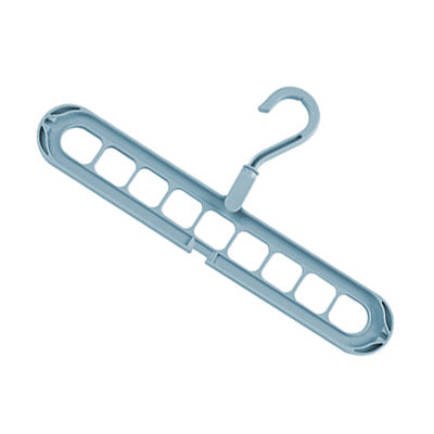 9-hole Clothes Hanger Organizer Space Saving Hanger Multi-function Folding Magic c Scarf Clothes Storage Blue 1PC