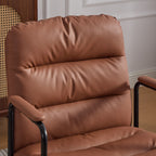 Office Chair,Mid Back Home Office Desk Task Chair with Wheels and Arms Ergonomic PU Leather Computer Rolling Swivel Chair with Padded Armrest,The back of the chair can recline 40° (Brown),SW1741BR