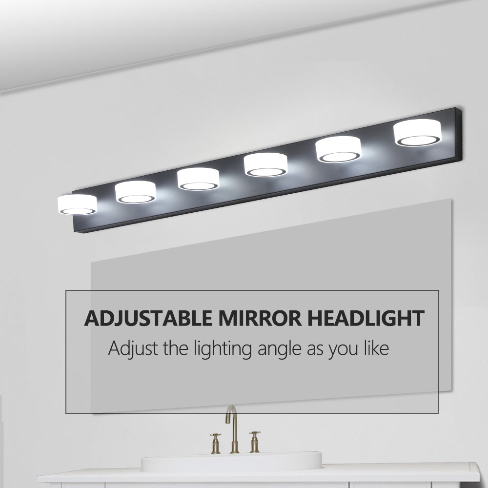 (Same as W1340110595/L2010) 45' Modern 6-Light LED Vanity Light, Sleek Black Bathroom Wall Light Fixture for Mirror, Shower, and Bathroom Decor