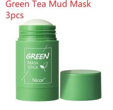 Cleansing Green Tea Mask Clay Stick Oil Control Anti-Acne Whitening Seaweed Mask Skin Care Green Tea Mud Mask 3pcs
