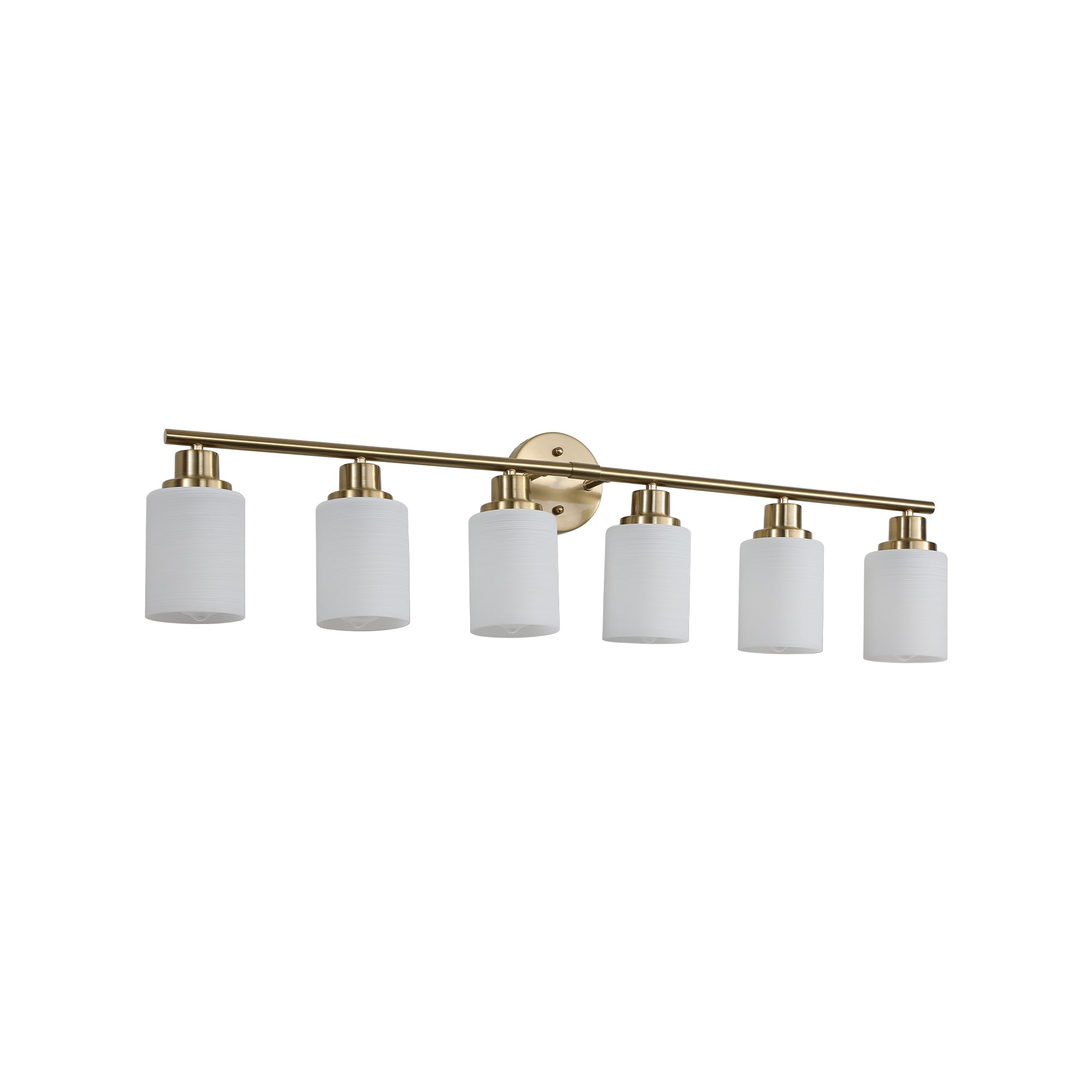 39' Modern 6-Light Vanity Wall Sconce, Golden Finish with Frosted Glass Shades for Bathroom or Hallway Lighting (No Bulbs)