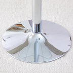 Modern Minimalist Circular Glass Dining Table with Electroplated Silver Metal Legs, 35-Inch Diameter