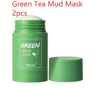Cleansing Green Tea Mask Clay Stick Oil Control Anti-Acne Whitening Seaweed Mask Skin Care Green Tea Mud Mask 2pcs