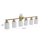 39' Modern 6-Light Vanity Wall Sconce, Golden Finish with Frosted Glass Shades for Bathroom or Hallway Lighting (No Bulbs)