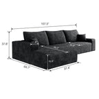 107' Cloud Sectional Couch with L-Shape Chaise,Modern Modular Sofa with Deep Seat, Upholstered Couches for Living Room Bedroom,No Assembly Required (Plush Corduroy Fabric)