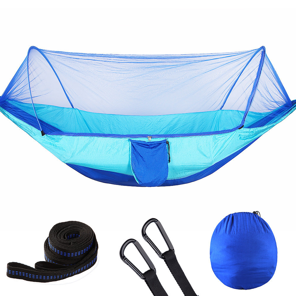 Fully Automatic Quick Opening Hammock With Mosquito Net Blue blue