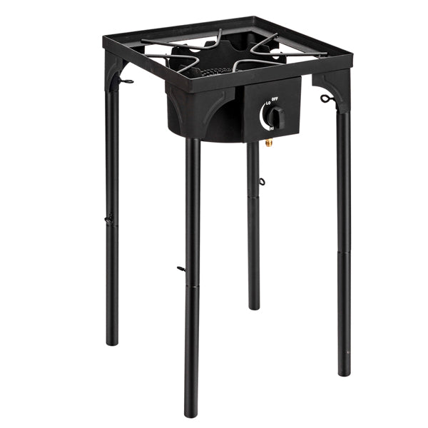 Outdoor Camp Stove High Pressure Propane Gas Cooker Portable Cast Iron Patio Cooking Burner Single Burner 75000-BTU Black