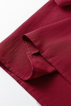 Fiery Red Black Frill Tiered Drawstring Waist Maxi Skirt- Women