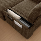 Oversized Chaise Lounge Indoor Faux Rabbit Fur Sofa Bed with Storage Ottoman and Armrests, Cup Holders, 42' Upholstered Sleeper Chair, 4 Colors