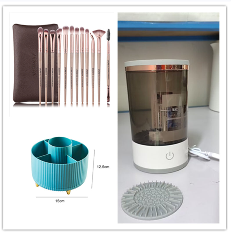 Women Eye Shadow Brush Cleaning Tool Portable Electric Makeup Brush Cleaner Machine With USB Charging Automatic Cosmetic Brush Set9 USB