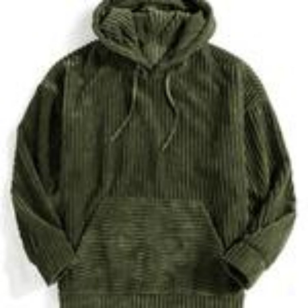 Export Quality English European And American Sizes Jacquard Round Neck Hoodie For Men Green