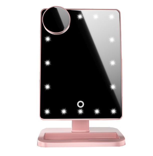 Touch Screen Makeup Mirror With 20 LED Light Bluetooth Music Speaker 10X Magnifying Mirrors Lights Rose gold