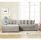 [NEW ARRIVED] [VIDEO PROVIDED] Oversized Two-Piece Couches, L Shaped Sofa, Corduroy, Left Chaise Daybed,with Armrests,Eight Throw Pillows,Corner Sofa,Easy To Assemble, Gray