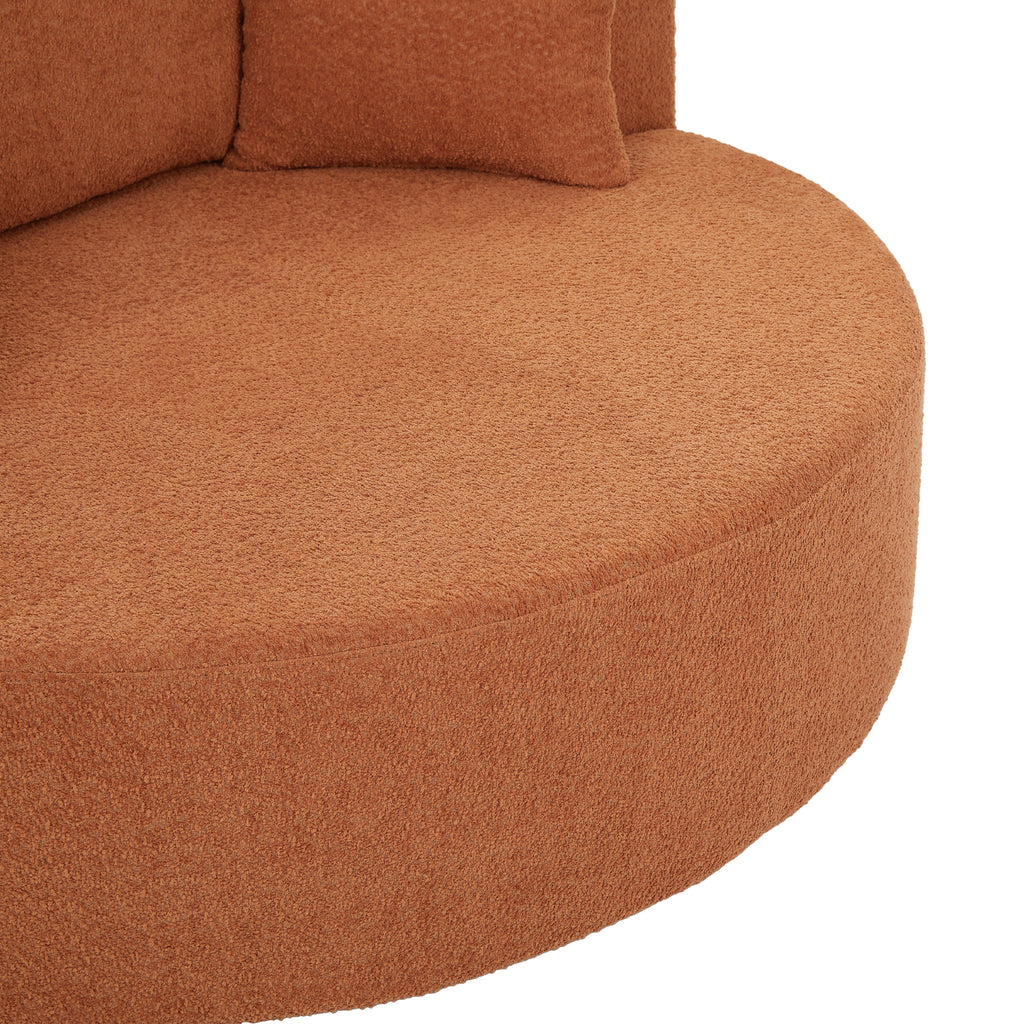 360° Swivel Accent Barrel Chair with Removable Pillows, Orange Red Chenille, 56.3 Inch